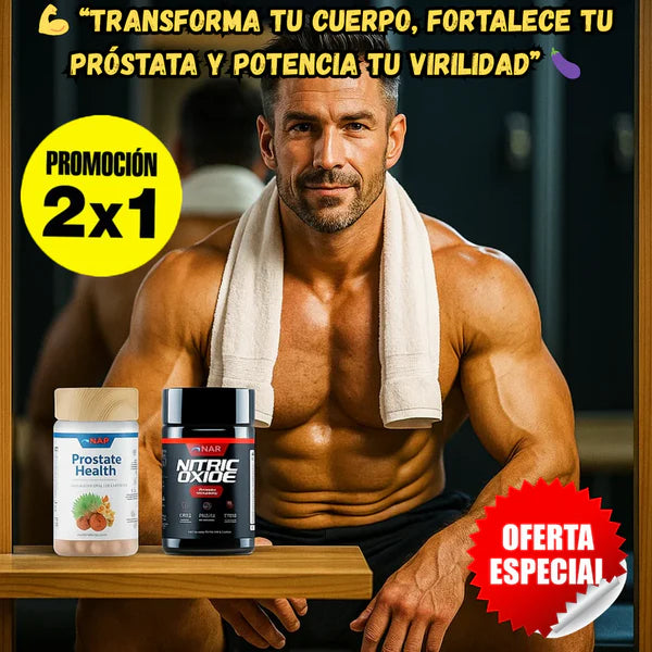 Óxido Nítrico Promax™ + Prostate Health en pack 2x1:💪 Rendimiento, energía y salud masculina🔥 (120 cápsulas)
